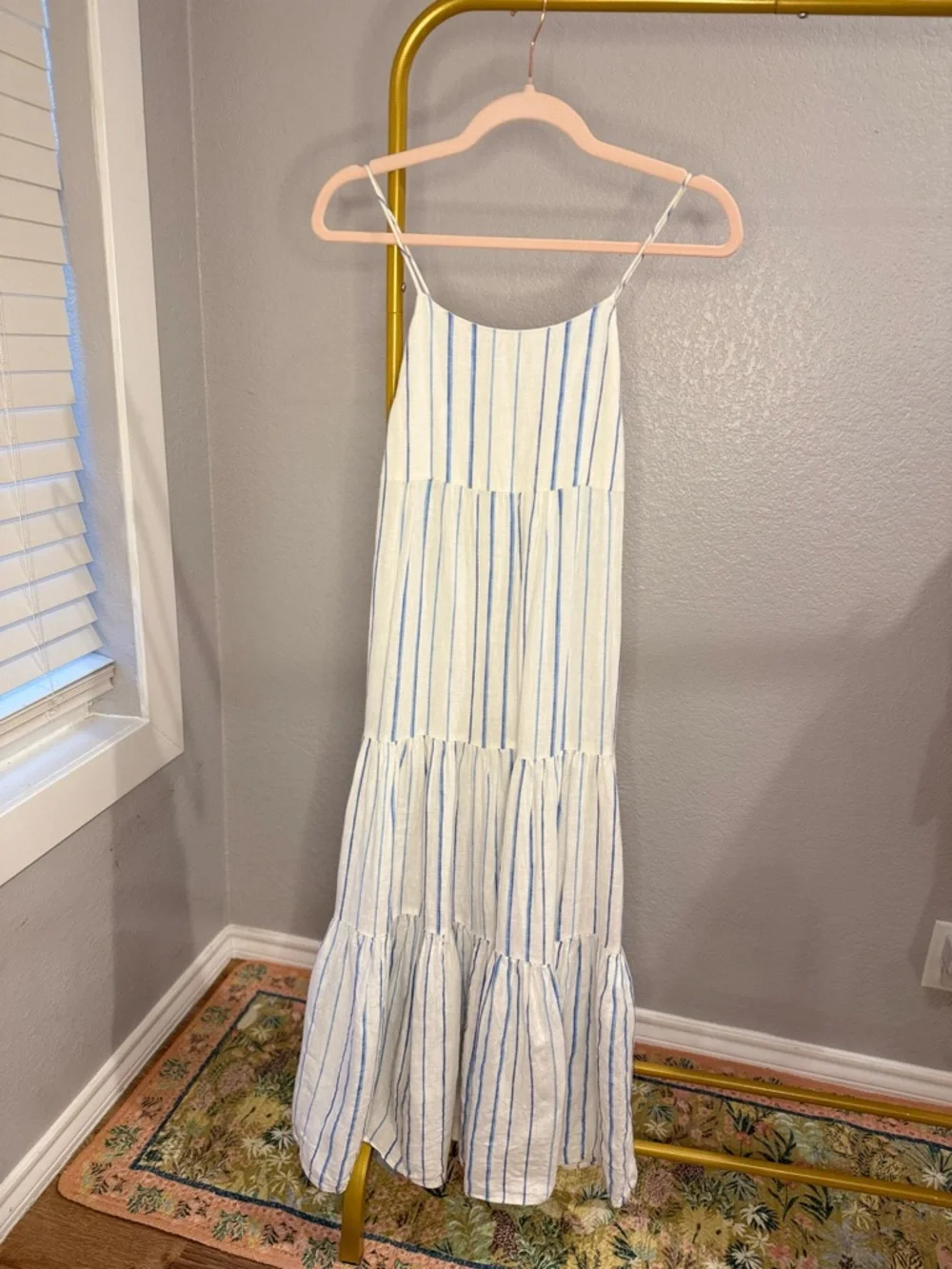 Madewell Cami Tiered Midi Dress Stripe Size 00 - Picture 5 of 6